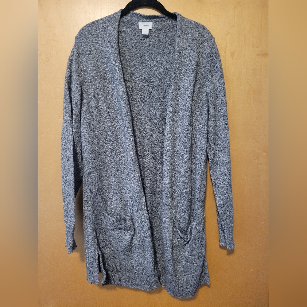 Old Navy Hip/Thigh Length Cardigan. Charcoal. Size L.